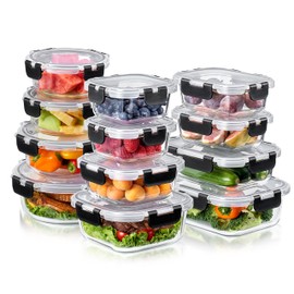 Sorbus Glass Meal Prep Containers, Dishwasher and Oven Safe Reusable Meal Prep Containers, Freezer Safe Glass Food Storage Containers with Airtight Lids