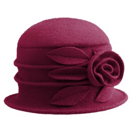 Gajaous Women French Beret Cloche Hats Bucket Hat Vintage Floral Wool Dress Classic Hat 1920s