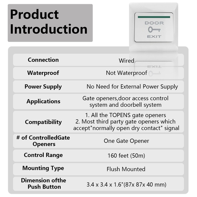 Push Button Door Release- Door Exit Switch Receptionist Release Button