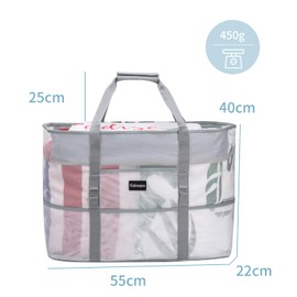 Yukiyumi Beach Bag, Pool Bag, Lightweight, 11.6 gal (55 L), Large Capacity, Waterproof, Sandproof, Foldable, Storage Capacity, Tote Bag, Mesh Bag, For Beach, Hot Spa, Sauna, Shopping, Swimming, Gym