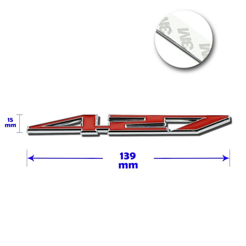 2X 427 Aluminum Emblem Badge Decal Red & Silver for