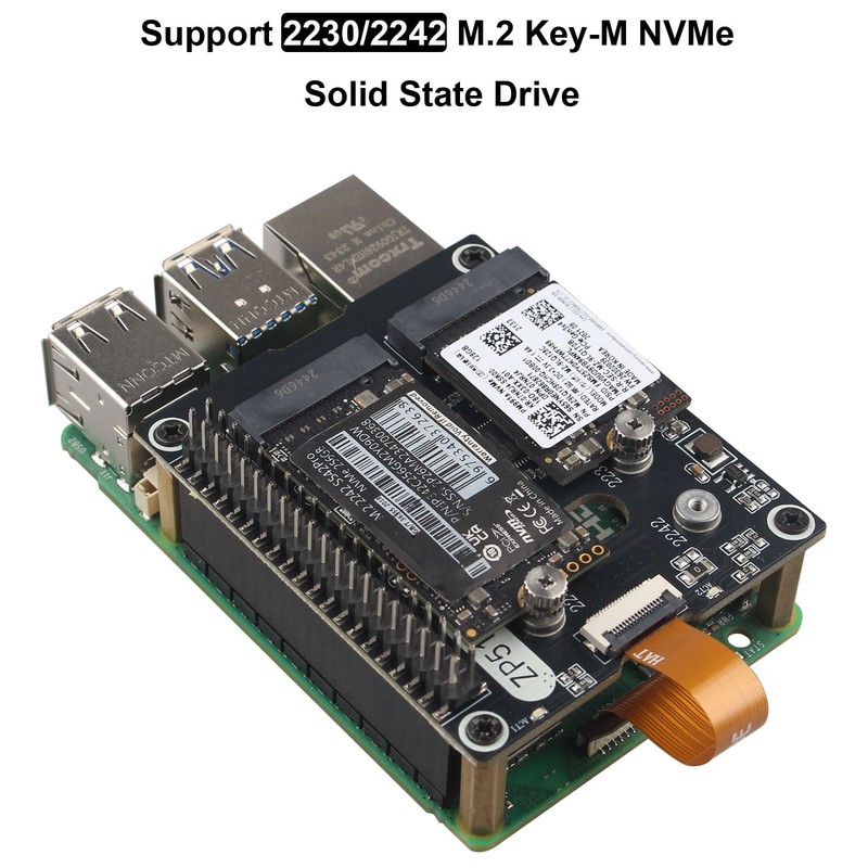 ZDE ZP518 PCIe to Dual M.2 HAT Key-M NVMe SSD