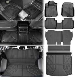 Floor Mats Fit for Honda CRV 2026 2025 2024 2023 (Include Hybrid) - AOMSAZTO 2025 CR-V Cargo Liner with Back Seat Protector - All Weather CRV Floor Liners Trunk Mat Backrest Mats (Fit Upper Deck)
