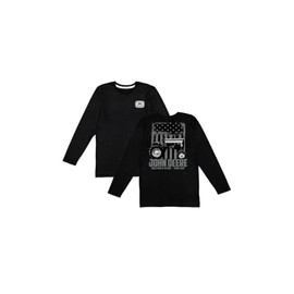 Mens Blk Flag LS Heathered Tee- Small