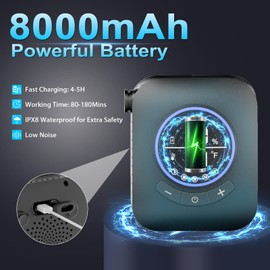 Upgraded 8000mAh & 5 Speed Portable Shower for Camping, LCD Display Rechargeable Camping Shower Head with 4 Spray Modes, IPX8 Waterproof Pocket Outdoor Shower Pump for Hiking, Travel, Car, Pet, Black