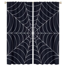 Spider Web - Cortinas opacas para niños, fondo negro, recámara de niños, cuarto de bebé, decoración del hogar, 42 x 54 pulgadas, 2 paneles