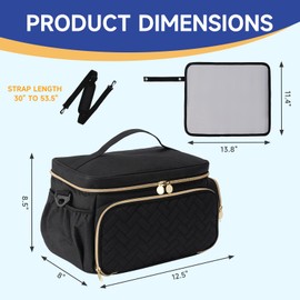 PHOEBUS BABY Breast Pump Bag Compatible with Spectra S1 and S2, Large Insulated Storage with Waterproof Mat, Travel & Work Portable Pump Carrying Case for Pumping Accessories, Black