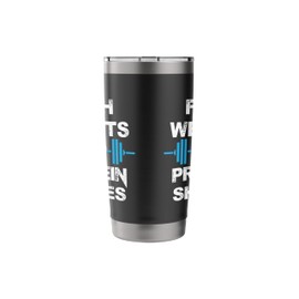 Funny Faith Weights And Protein Shakes Gym Workout Stainless Steel Insulated Tumbler