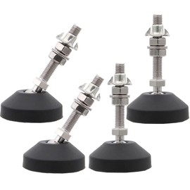 YOOBRNZ Adjustable Angle Furniture Leg, M8 Screw Heavy Duty Leveling Feet with Nuts, Stainless Steel Levelers for Mechanical Equipment (D50xM8x80H(4pcs))
