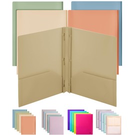 Mr. Pen- Plastic Folders with Pockets and Prong, 5 Pack, Vintage Colors, Pocket Folders, Folders with Prongs, File Folders with Fasteners, 2 Pocket Folder, Folder with Pockets, Two Pocket Folder