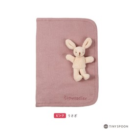 Traseria Maternal and Child Notebook Case, Organic Cotton, Large Pocket, Card Slot, Zipper, Pocket, Baby Shower, Present (Rabbit/Pink)