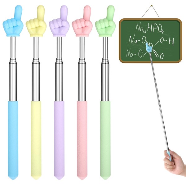 COMNICO 5pcs Retractable Teacher Pointer, Extendable Telescopic Hand Finger Pointer