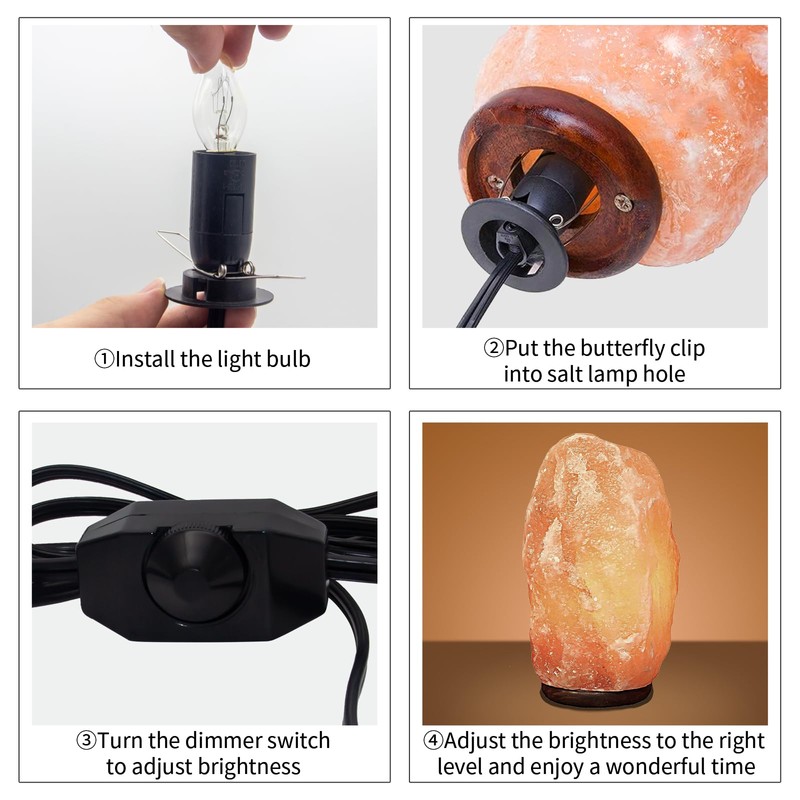 LCMLA Salt Lamp Cord with 6 Pcs 15W Bulbs 5