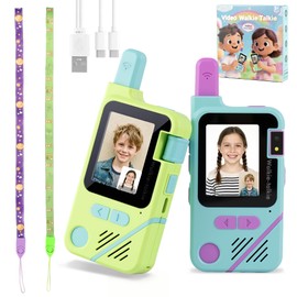 Video Walkie Talkies for Kids, 2 Pack Long Range Walkie Talkies for Boys and Girls Ages 3-12, Rechargeable 180° Flip Camera Camping Outdoor Toys, Best Christmas Birthday Gifts for Kids