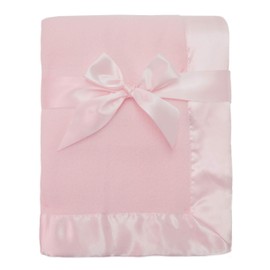 American Baby Company Fleece Blanket 30 X 40 with 2 Satin Trim, Pink, for Girls