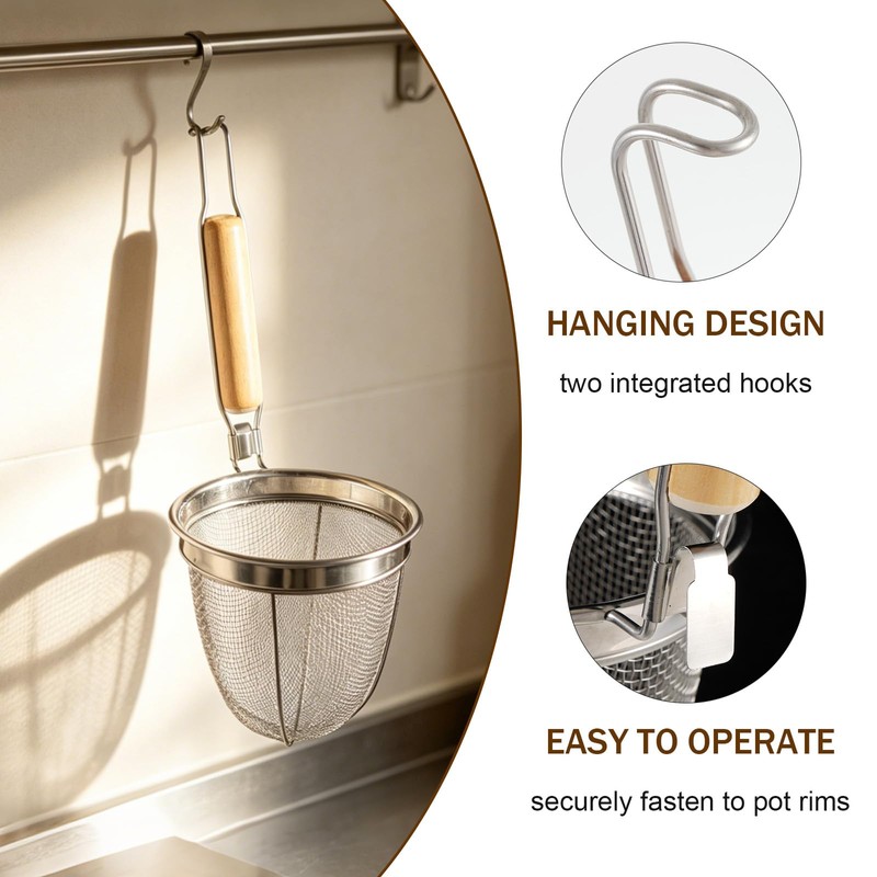 6 Pcs Stainless Steel Pasta Strainer Basket,5.5x5.5x13.7 inches Noodle Strainer
