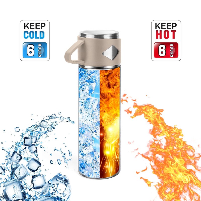 Vacuum Insulated Flask 700ml/23.6oz Stainless Steel Thermo Bottle with Cup