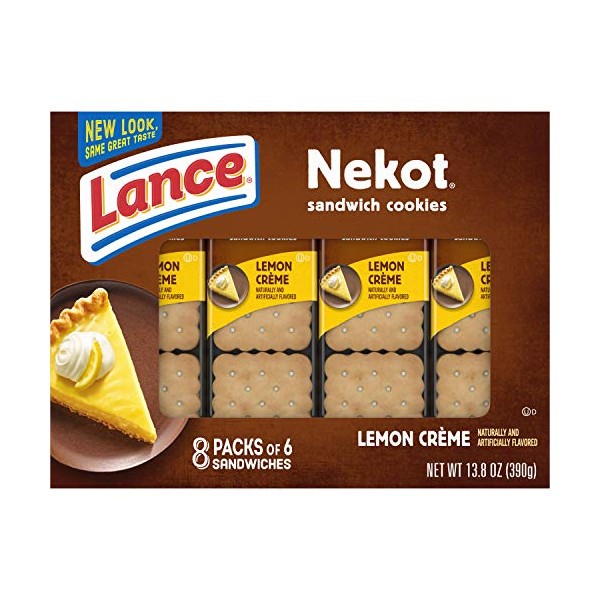 Lance Sandwich Cookies, Nekot Lemon Creme, 8 Count Box (Pack