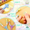 FULAIERGD 32 Sets Easter Wooden Cross Beads Necklace Craft Kits