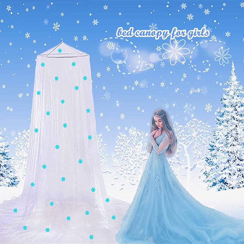 Princess Bed Canopy Glow in The Dark, Christmas Snowflakes Bed