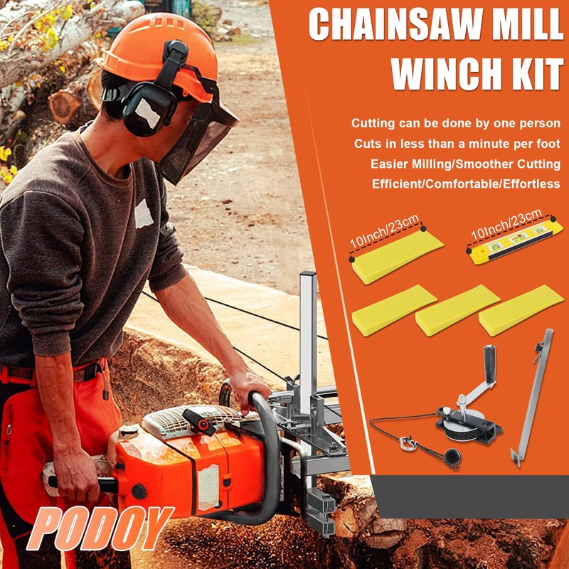 Podoy Chainsaw Mill Winch Kit for Chain Saw Milling Winch