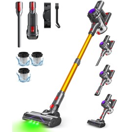 Cordless Vacuum Cleaner, 45Mins Powerful Vacuum Cleaners for Home, Lightweight Stick Vacuum Cordless with Advanced Green Light Tech, Rechargeable Battery Vacuum for Carpet,Pet Hair,Hardwood Floor