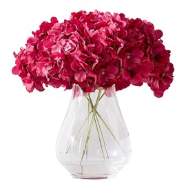 KISLOHUM Artificial Hydrangea Flowers Fuchsia 10 Heads Hydrangea Silk Flowers Head for Wedding Centerpieces Bouquets DIY Floral Decor Home Decoration with Long Stems
