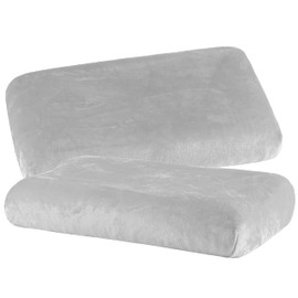 BaSaTex Cashmere Plush Cushion Covers Set of 2 for Neck Pillow and Health Pillow | Cuddly Soft Cushion Cover | Approx. 45-60 x 30-40 cm - 20 cm Bridge | Colour: Grey