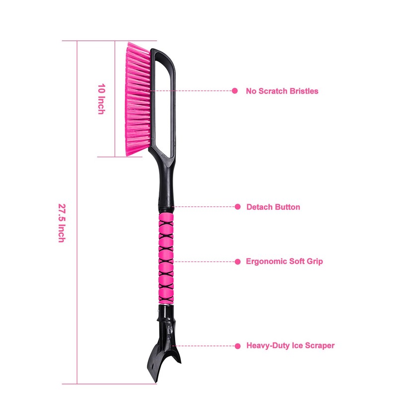 Car Snow Scraper and Brush for Window Windshield - Pink