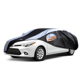 Corolla Car Cover Waterproof All Weather with Silver Strip Design, Custom Fit for Toyota Corolla 20013–2025, Corolla Accessory with Door Zipper & Windproof Straps