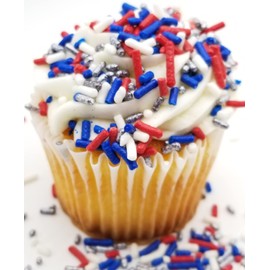 NCS New England Football Red, Dark Blue, Silver and White Jimmies Edible Sprinkles - 8 ounces - Great for Cupcakes, Cookies, Cakes, Cakes Pops