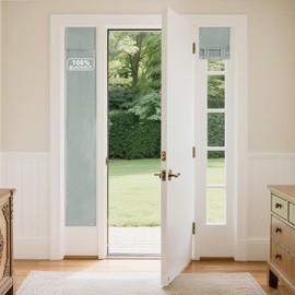 NICETOWN 100% Linen Blackout Sidelight Curtains for Front Door, Side Door Small Window Curtains Thermal Insulated Tie Up Shade, 1 Panel, W12 X L69 Inch Long, Sage Green