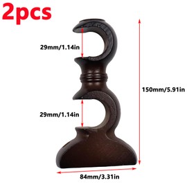 Antrader Wood Curtain Rod Holders Double Curtain Rod Brackets Wall Mounted Ceiling Mounted Rod Support Bracket Pack of 2 (Coffee Color)