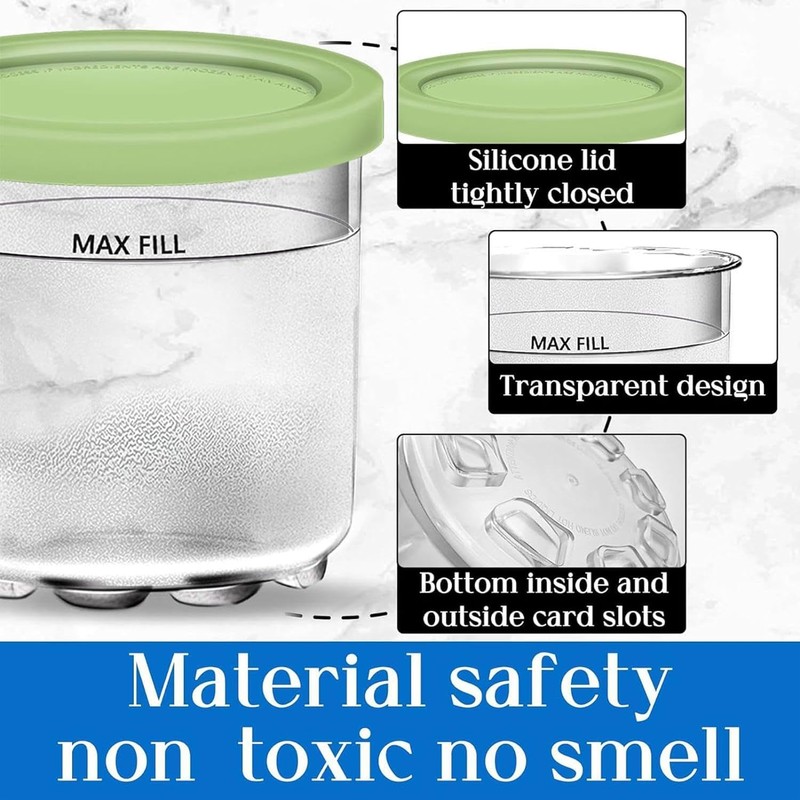 Taicols Containers Replacement for Ninja Creami Pints and Lids, 4