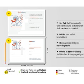 Frank Paperman® Godfather letter for godparents, 3 pieces in one set, christening certificates, gift for godmother and godmother, with baptism letter, godchild, Christian modern