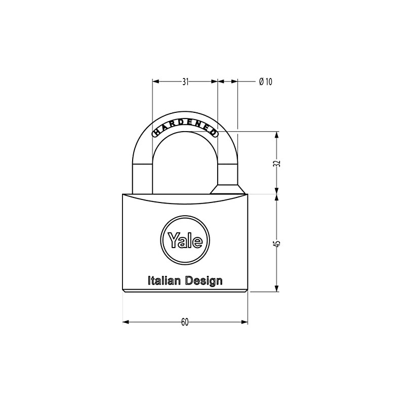 YALE Y1100060080X Y110 Series Lock Brass MM 60, Silver