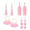 Kakonia Pink Tassel Earrings, Fan Shape, Long Thread, Bohemian Fringe