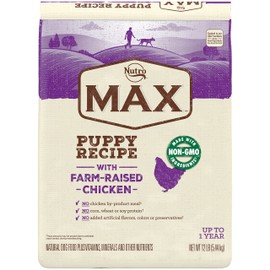 NUTRO MAX Puppy Recipe Dry Dog Food With Farm-Raised Chicken, 12 LB Bag