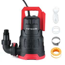 Tenzzola Sump Pump, 1 HP 3960GPH Submersible Utility Water Pump, Thermoplastic Portable Electric Water Removal Transfer Pump with 16.4FT Cord for Swimming Pool Basement Garden Pond Tubs Draining