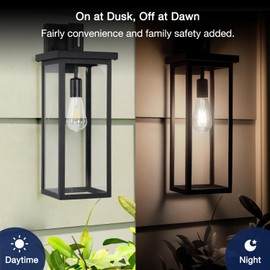FLSNT Dusk to Dawn Outdoor Sensor ST19 LED Edison Bulb, 5000K Daylight, 7W (60W Eqv.), 800LM,Vintage Filament E26 Base, Auto On/Off Photocell Automatic for Energy-Efficient Outdoor Lighting, 2 Pack