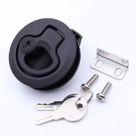Slam Latch Hatch Round Pull Latch (OWACH AL-958-1L) for Boat Deck RV Cabinet Door Drawers Replace Southco M1 Push-to-Close (Black, 1/4" Door, with Lock)