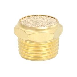 PATIKIL Brass Pneumatic Exhaust Muffler 1/2" NPT Flat Sintered Air Breather Vent Filter Solenoid Valve Noise Reducer Fitting for Compressor Cylinders Oil Tanks Air Tools, Golden