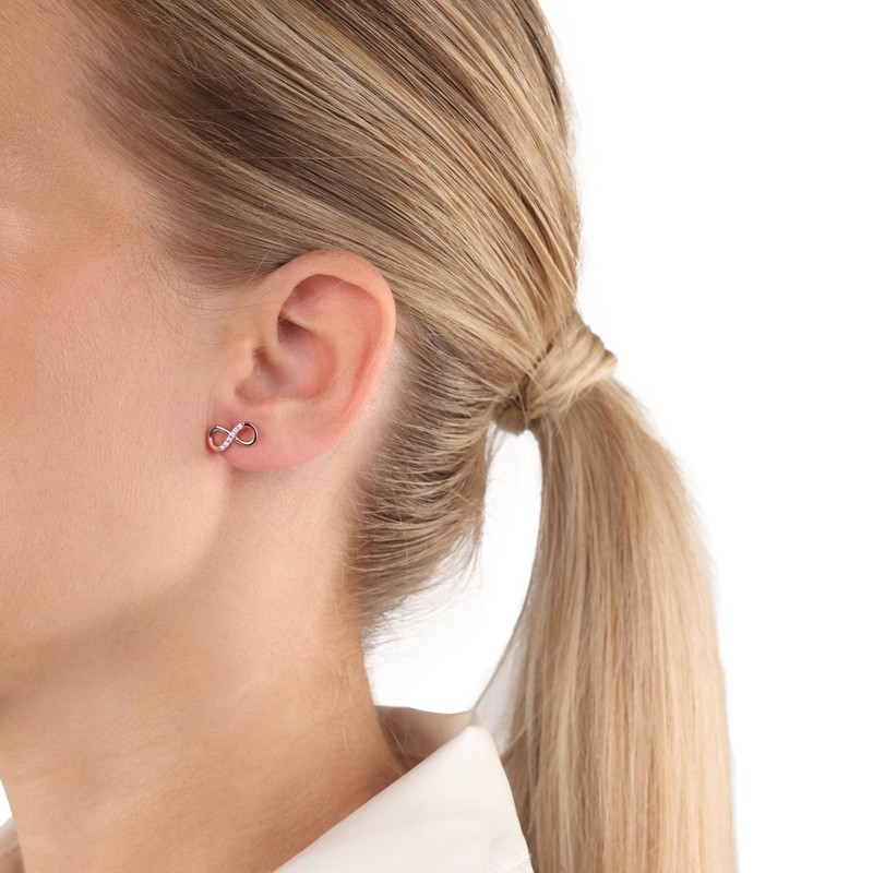 Amor Infinity Women's Stud Earrings 12 mm 925 Silver Rose