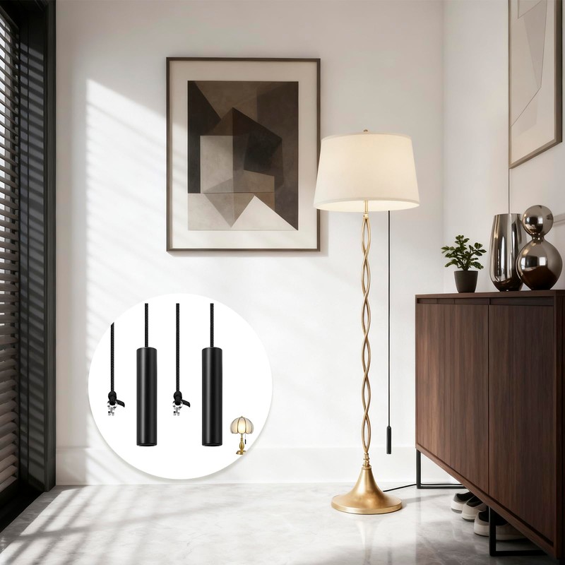 2 Pcs Bathroom Pull Cords, Black Zinc Alloy Light Pulls