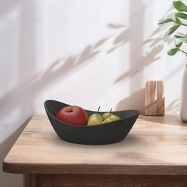 Concrete Fruit Bowl, Large Modern Meteorite Pattern Decorative Bowl for Kitchen Counter, Dining Table & Home Decor,Sturdy Centerpiece for Fruit, Keys, Candy, Unique Handmade Design (Black, 10.6")