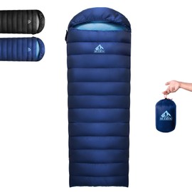 BUERTS Down Sleeping Bag,Ultralight and Warm,Sleeping bag for adults suitable 3 seasons use,lightweight is highly portable and ideal for hiking,backpacking and camping. (15℃ Blue)
