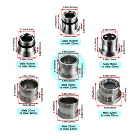 XNTONG 7 Pieces Faucet Adapter Kit, Sink Adapter for Faucet, Male Thread M16, M16.5, M18.5, M20, M22, M24, M28 to M22 Male, Faucet Connector with Washer and PTFE Tape