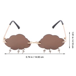 Valiclud Women Sunglasses Without Frame Cloud Shape Charm Pendant Sunglasses Fashion Coloured Lens Grey One Size Brown, brown