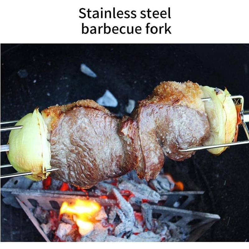 2-Pack Universal 304 Stainless Steel BBQ Meat Fork, Round Spit