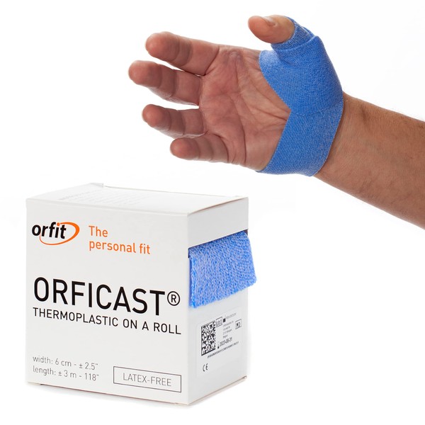 Orficast by Orfit Easy-Form Splinting Material Heat-Activated Thermoplastic Tape for Trigger Finger, Thumb, Arthritis Pain Relief, Hand Support 2” x 9’, Blue, One Roll